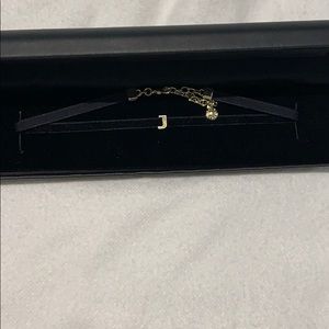 BaubleBar black velvet choker with “J” initial
